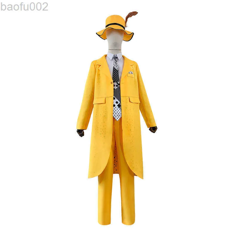 Anime Costumes The Mask Jim Cosplay Come Men Yellow Uniform Suit Outfits Christmas Halloween Carnival La Mascara Comes L220802