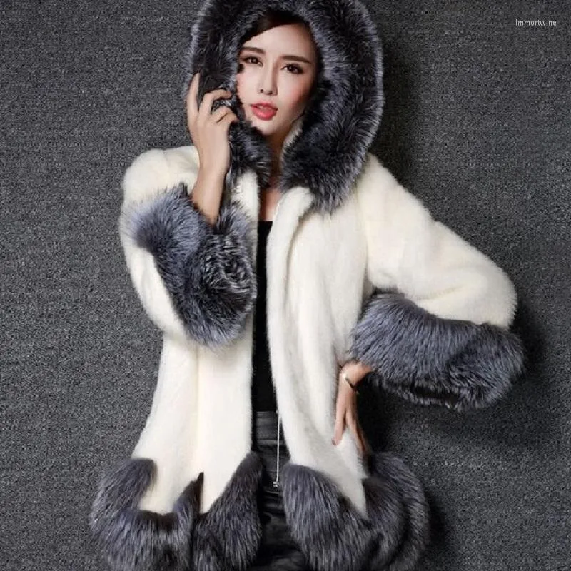 Femmes fourrure 2022 chaud Faux manteau hiver épais veste vêtements d'extérieur femmes pardessus longue Parka blanc noir