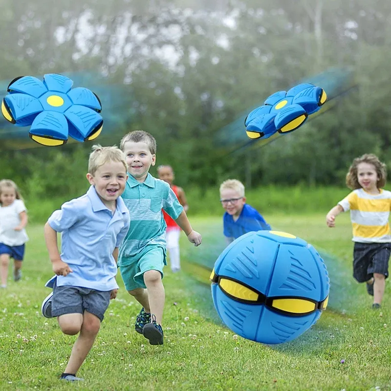 Dekompressionsleksak flygande ufo platt kast skivboll utan led ljus magisk boll barn utomhus trädgård strand spel barn sportbollar d3