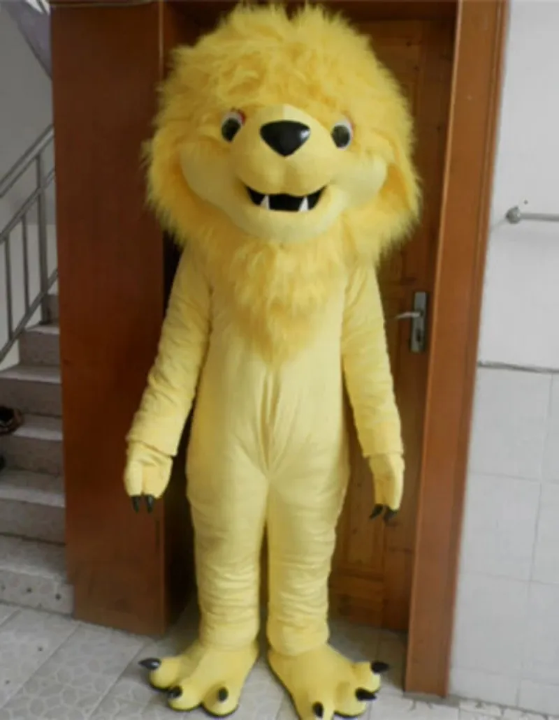 Disfraz de mascota de León de carnaval profesional, traje peludo, trajes de dibujos animados, vestido de fiesta, tamaño adulto