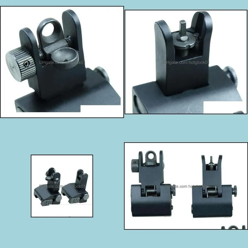 Free Shipping Hunting Up Front Rear BUIS Metal Floding Backup Iron Sight Set For Rifle AR15 Sight