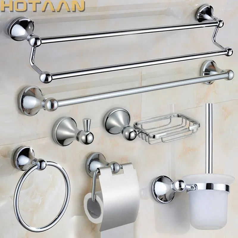 Bath Accessory Set AAN Stainless Steel Bathroom Accessories Robe Hook Paper Holder Towel Bar Soap Basket Sets Chrome 810600T