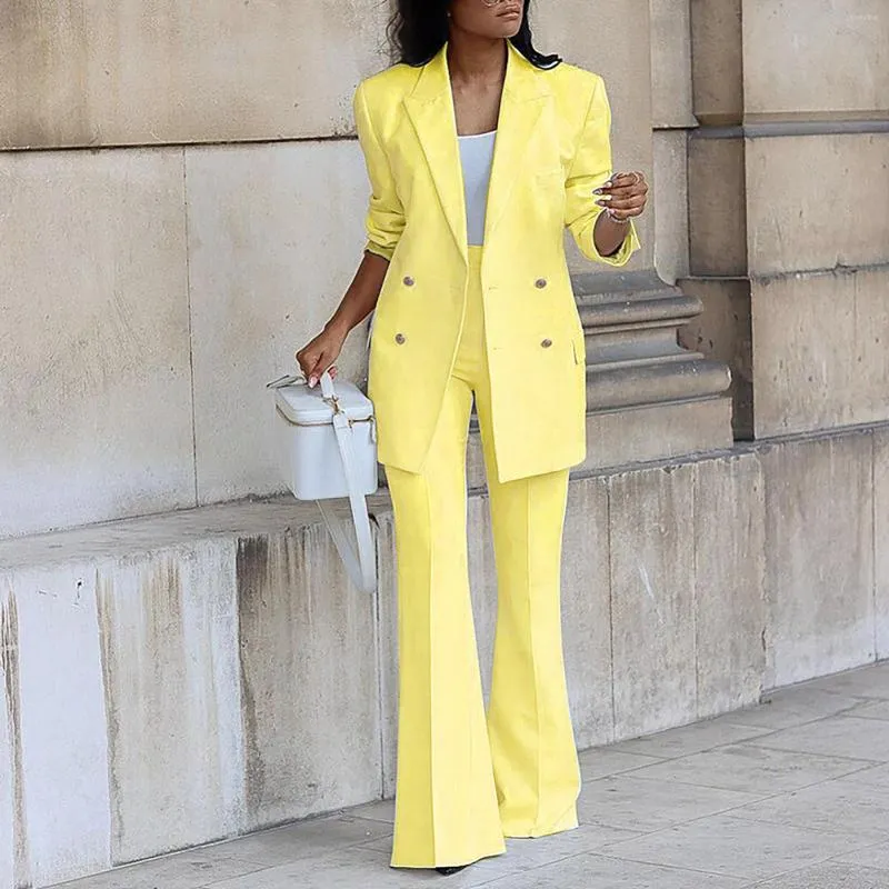 Womens Two Piece Pants Solid Color Womens Pant Sets Casual Thin Jacket Slim Coat And Trousers Long Sleeve Blazer Office Business Coats From 27 09 DHgate