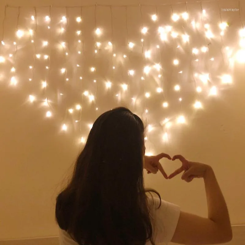 Strings Princess Shape Heart Shaped LED String Lighting Curtain Holiday Lights Christmas Romantic Room Wedding Decoration 2 X 1.5m 220V