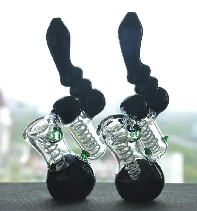 Pipes de fumantes de vidro muito exclusivos Recycler Dab Rig Circulation of Water Bubbler preto naw super fácil de limpar muito azul