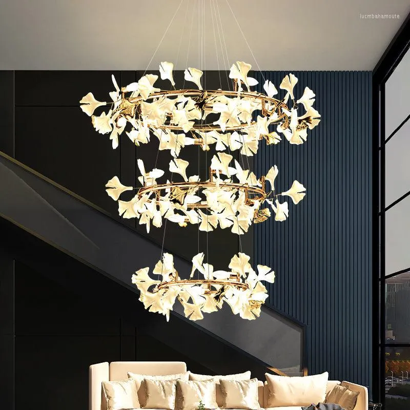 Chandeliers Modern Art Ginkgo Leaf Pendant Lamp For Dining Room Attic E14 Chandelier Living Decoration Kitchen Hanging Light Fixture