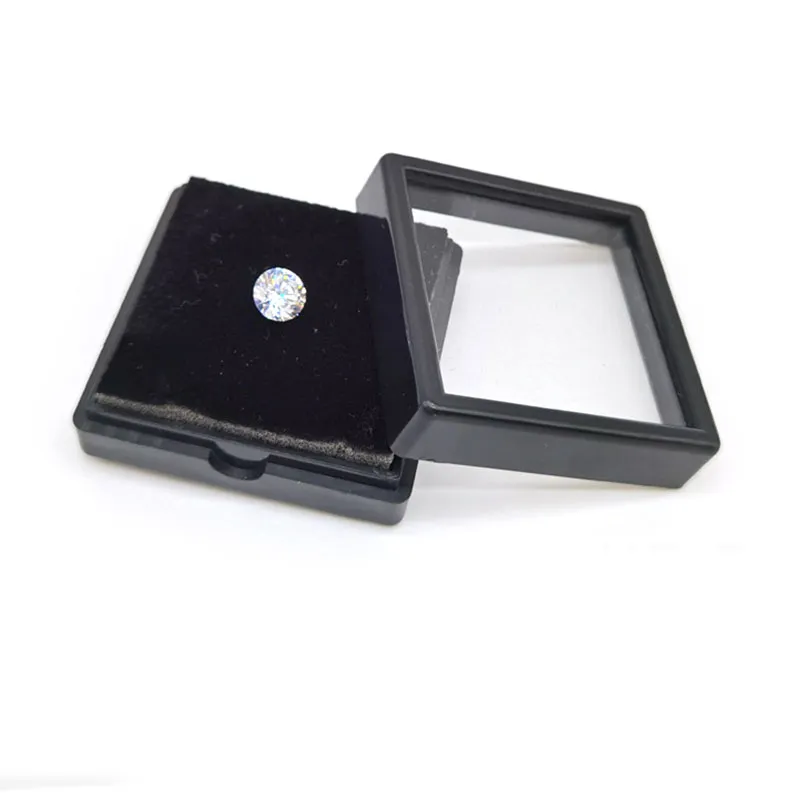 square Small Acrylic Gem Boxes Glass Velvet Loose Stone Box Natural Loose Diamond gemstone Jewely Boxes set with PU zipper bag