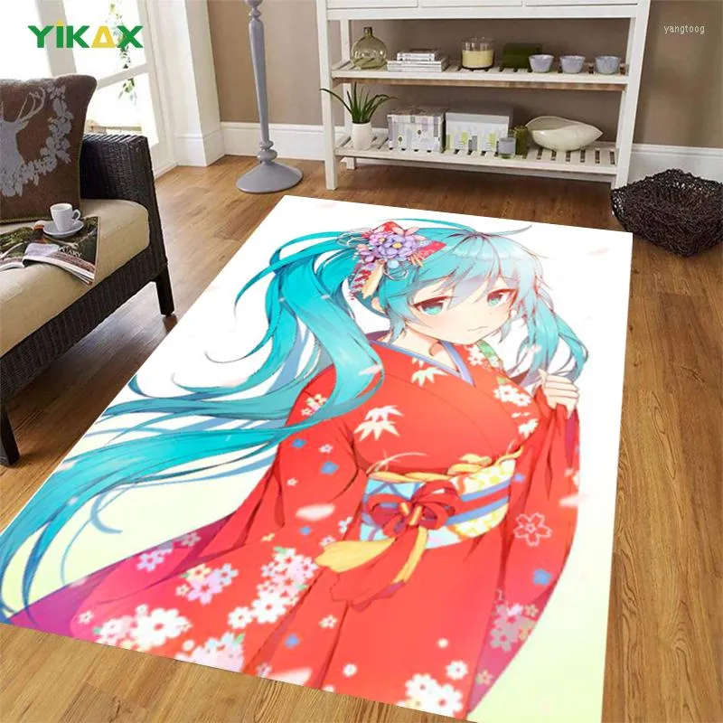 Kawaii Miku Singer Carpet Anime Floor Mat For Bedroom, Living Room & Bathroom Non Skid Flannel