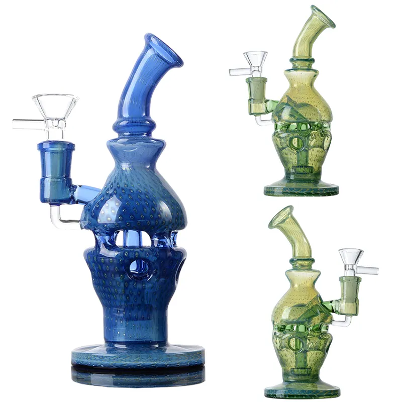 8 Inch Faberge Fab Egg Hookahs Head Glass Bongs Showerhead Perc Percolator Water Pipes 14mm Oil Rigs Green Blue Dab Rig With Bowl