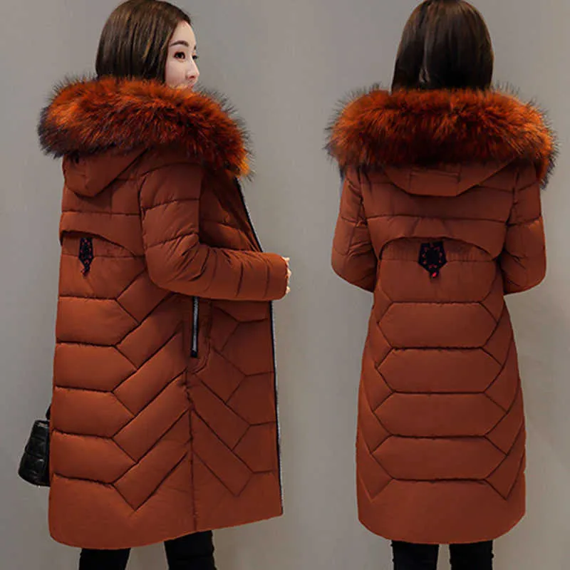 Women's Down Parkas 5XL Fur Hooded Padded Winter Puffer Autumn Warm Jacket Long Female Coat Women Tops Loose Fashion Parka Coats Outerwear Snow Wear T221011