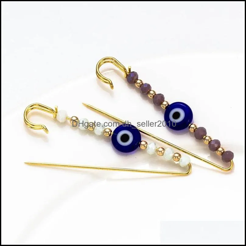 Pins Brooches Evil Eye Bead Brooch Purple White Crystal Pin Jewelry Gold For Women Men Kids Diy Gifts Ey53551 1129 T2 Drop Delivery Dhzsh
