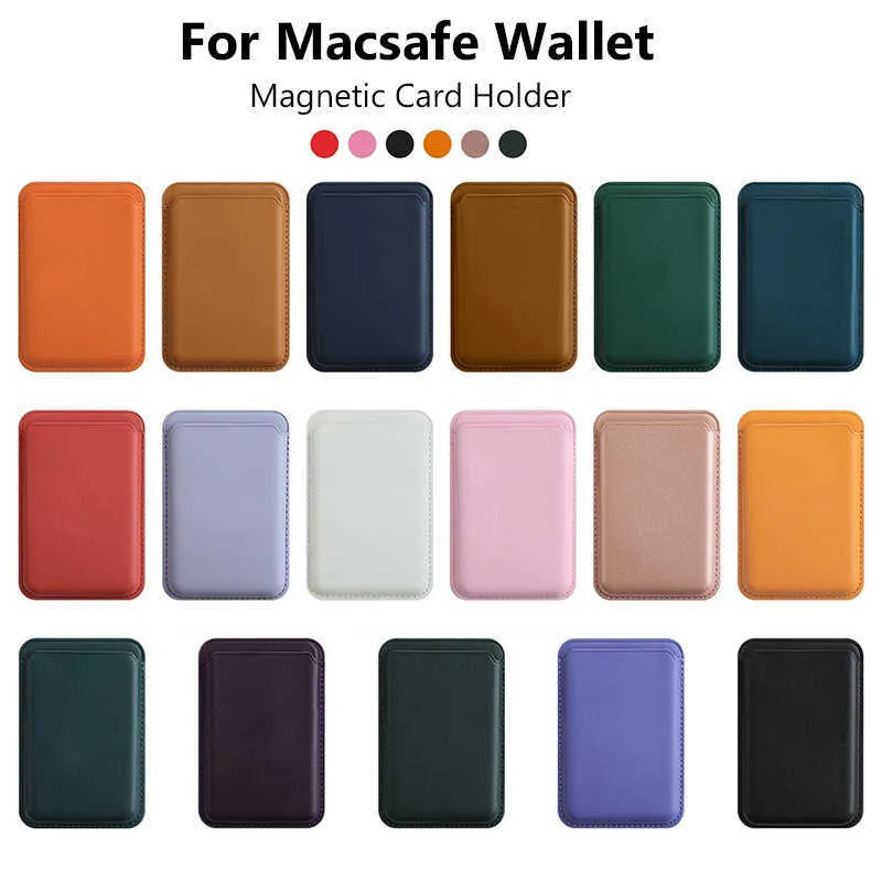 Mobiltelefonfodral MacSafe Card Wallet för Apple Magsafe Magnetic Holder Case på iPhone 11 12 13 14 XS XR Samsung Leather Slot Y2210