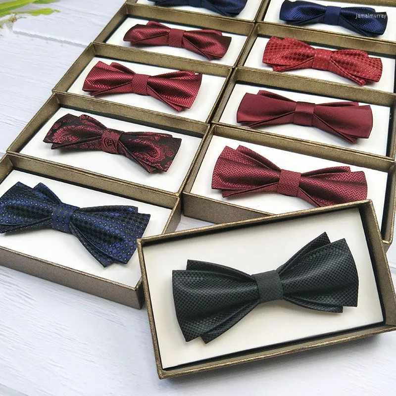 Bow Ties Fashion Mens Tie 2022 Brand High Quality Formal Bowtie For Men Party Wedding Butterfly With Gift Box Wine Red Black