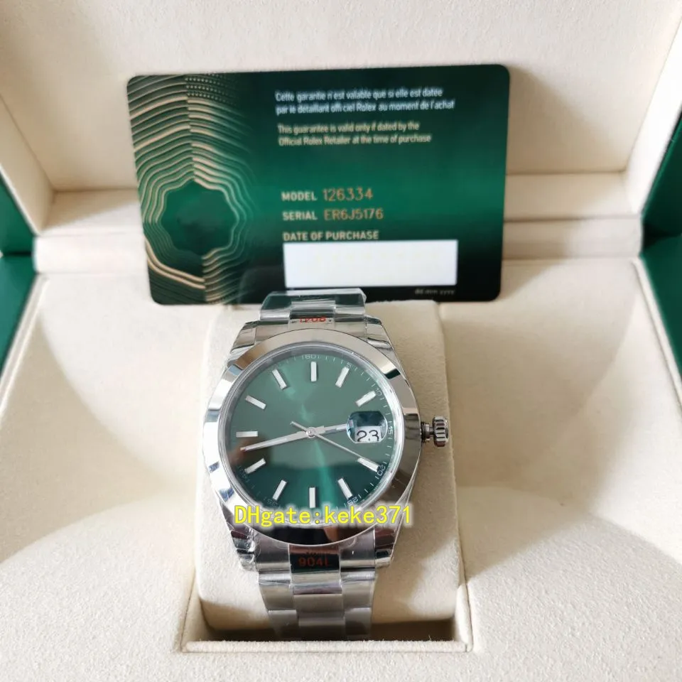 EWF MENS WATES 126300 41 мм Mint Green Dial Nearless 904L Luminova Cal.3235 Движение Автоматические механические мужчины часы наручные часы серийные номера карта