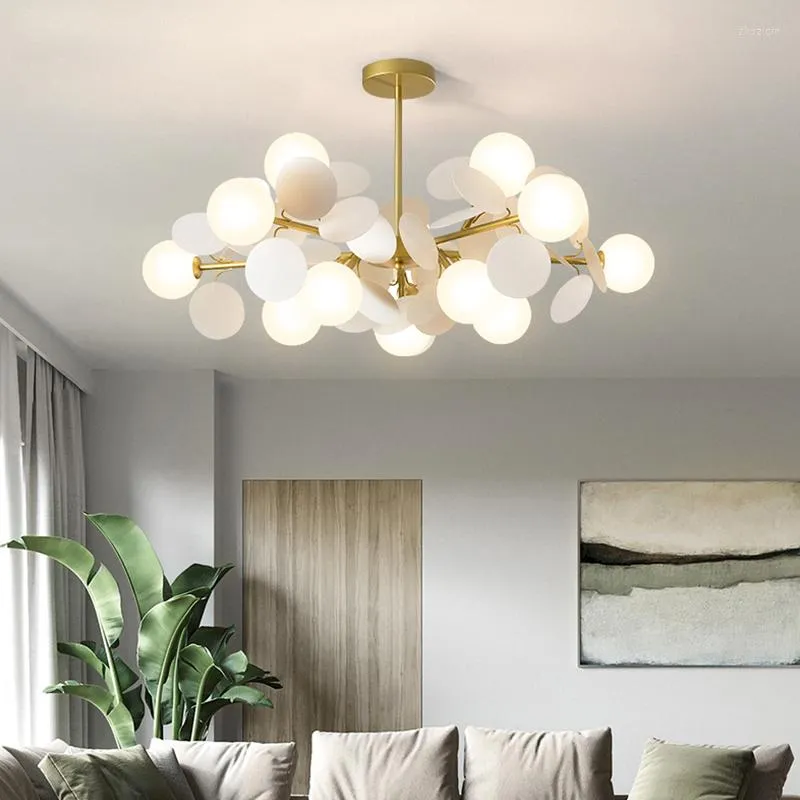 Chandeliers Modern Nordic Style LED Chandelier For Living Room Bedroom Dining Kitchen Pendant Lamp White Glass Ball Hanging Light G9