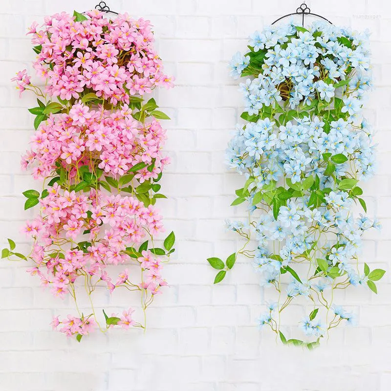 Decorative Flowers 100cm Artificial Simulation Flower Vines Wall Hanging Home Decor Accessories Festive Wedding Party Garden Balcony