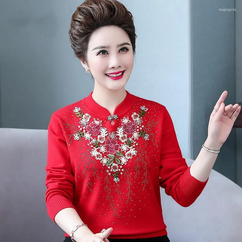 Vêtements ethniques 2022 chinois traditionnel Cheongsam hauts fleur nationale broderie lâche à manches longues pull femmes élastique décontracté femme