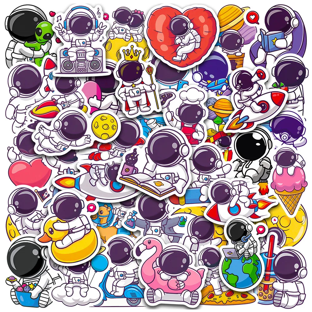 50pcs carino astronauta spazio cartone animato graffiti adesivi decalcomania laptop scrapbook telefono bagagli chitarra frigorifero cancelleria adesivo