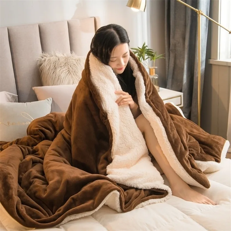 Cobertor espesso de cama de inverno cobertor de lã para sala de estar lã quente tampa no sofá adultos e crianças espalhadas 221011