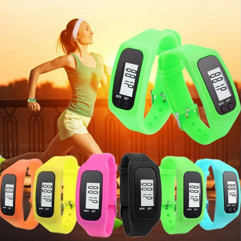 Compteurs de podomètre LCD numériques Smart Multi Watch silicone Run Step Distance de marche Compteur de calories Montre Bracelet électronique Podomètres de couleur