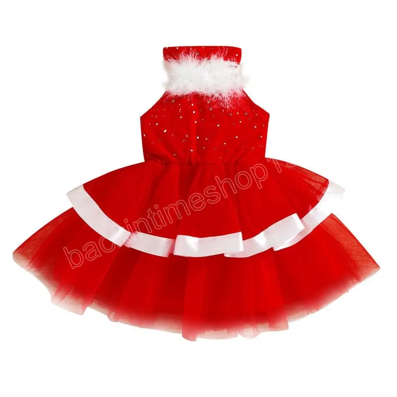 Noel tutu elbise yürümeye başlayan kız kızlar kolsuz tül prenses elbise Noel ruffles elbiseler 1-5 yıl parti doğum günü elbisesi