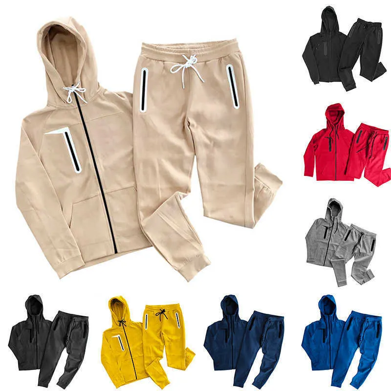 Mens Solid Color Hooded Tracksuit For Sports Fitness And Casual Wear Fall Collection Grey Black Khaki Zipper Tech Fleece Hoodie Sweatpants G221011 From Us alabama 25.72 DHgate.Com