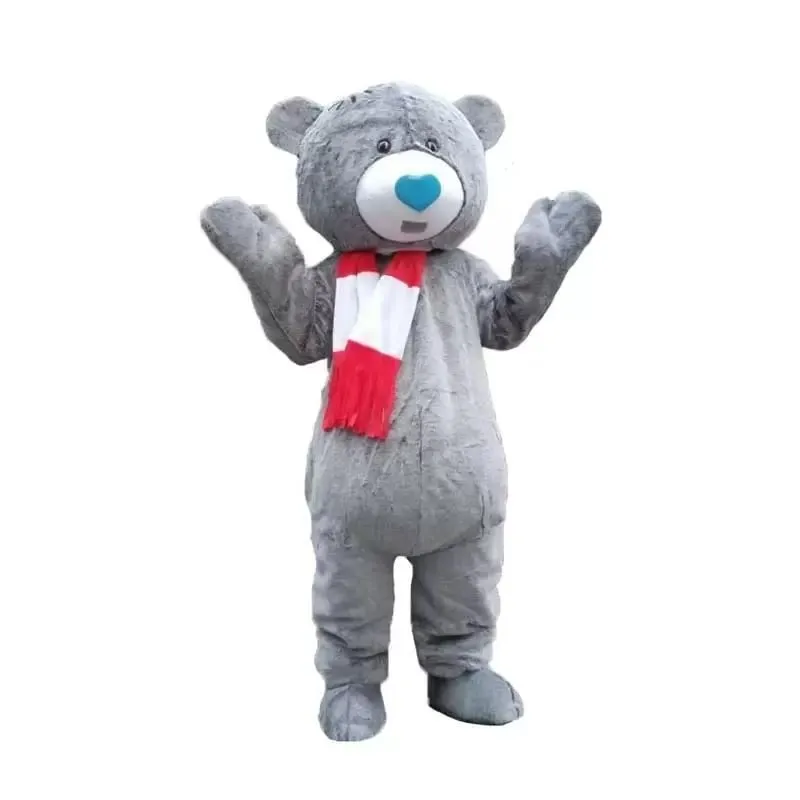Grey Teddy Bear Mascot Costume Adult Cartoon Postacie strój garnitur Grupa Zdjęcie Big Party