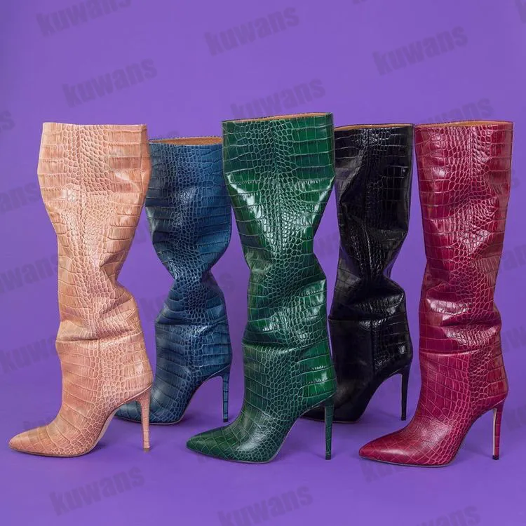 DHgate.com:Womens Croc Embossed Leather Knee-High Boots DHgate.com:Womens Croc Embossed Leather Knee-High Boots