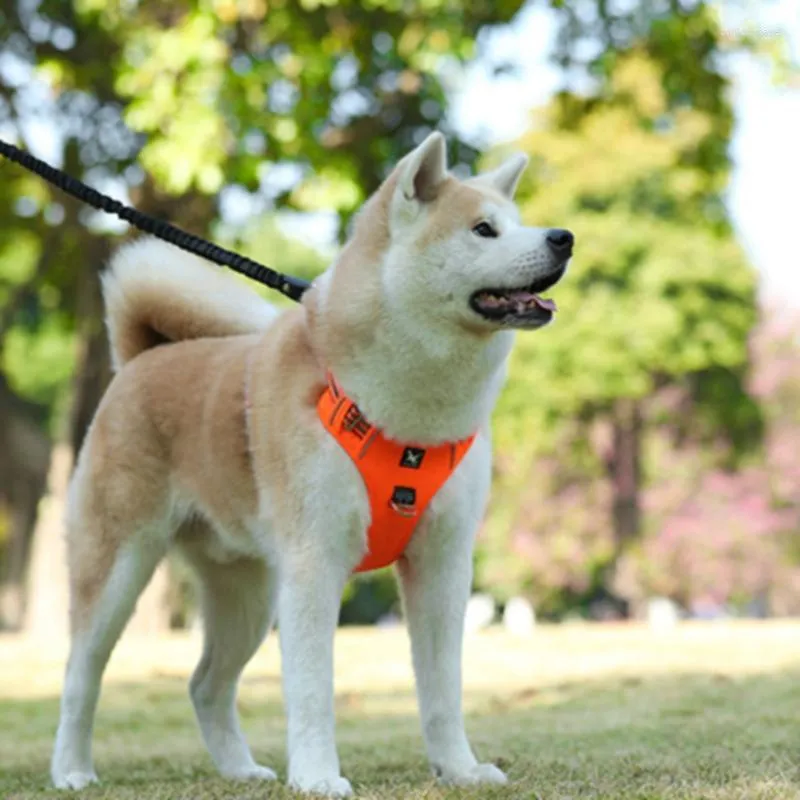 犬の首輪反射ハーネスプル調整可能な通気性のある通気性のある小さなペットのベスト安全ウォーキングランニング用品