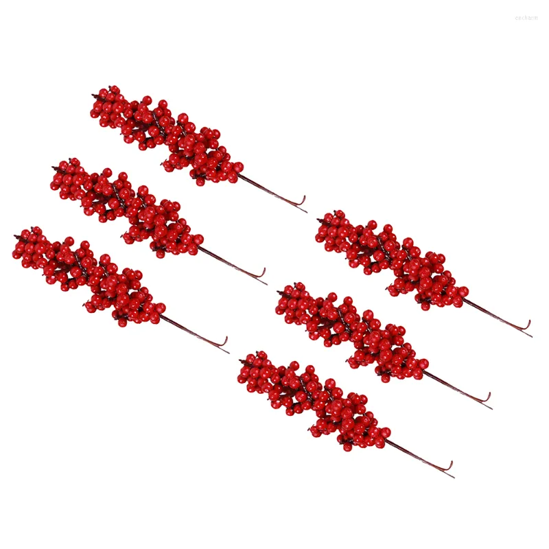 Party Decoration 6pcs Christmas Berry Picks Branch Red Table Centerpieces Berries