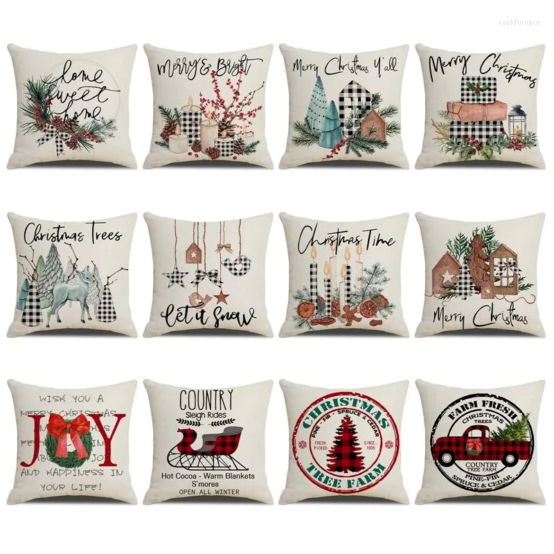 Kerstdecoraties 45 45cm Decoratie omslagkussens kussens Home Decor Pillowcase Jaar 2022 Navidad Decoraciones Xmas Gifts