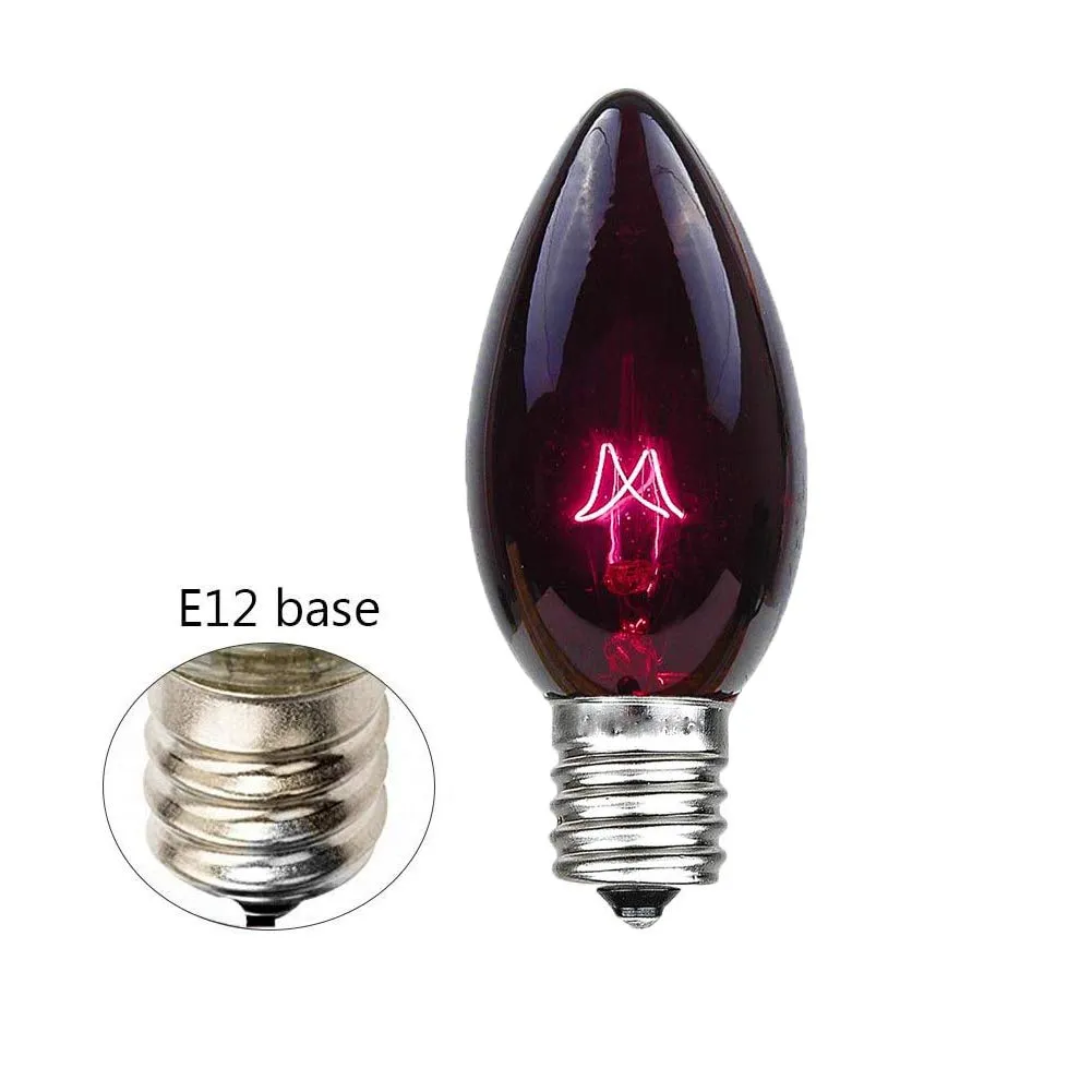 25er-Pack C7-Halloween-Ersatz-LED-Glühbirnen, transparent, schwarz, hellviolett, Weihnachtsbeleuchtung für Terrassen-Lichterketten im Freien, C7/E12 Kandelabersockel, 5 Watt