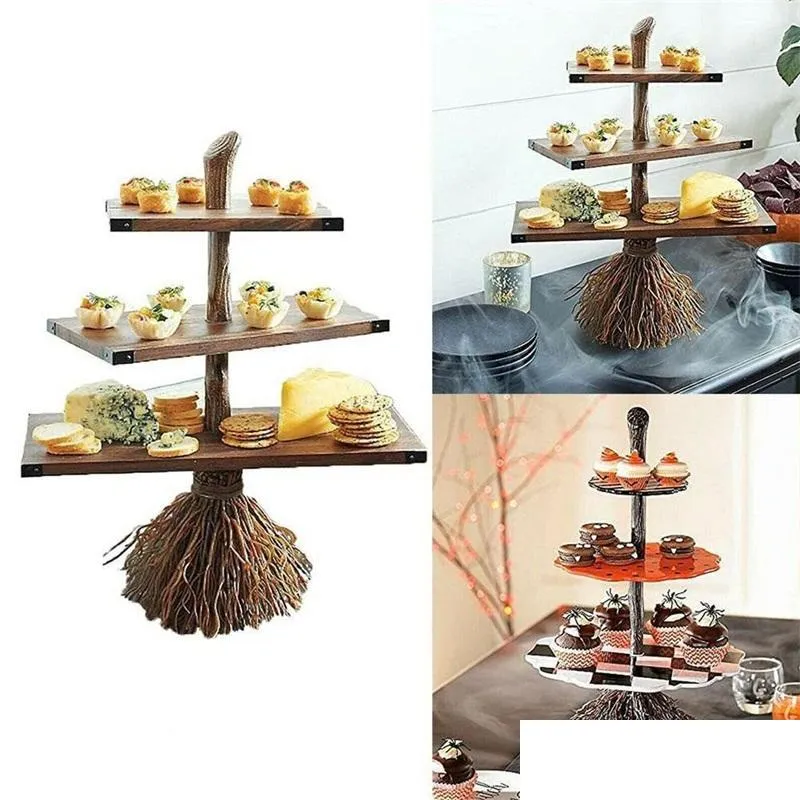Other Bakeware Other Bakeware Cupcake Stand Holder Dessert Cake 3 Tiered Serving Tray Display Reusable Pastry Platter For Halloween Dhuv4