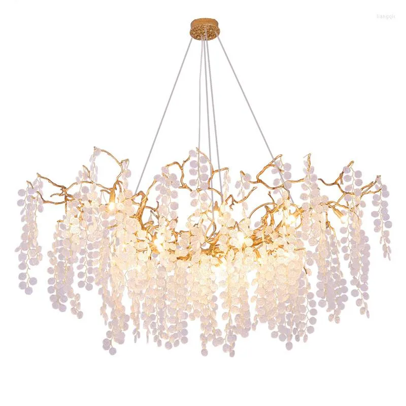 Lustres Moderne De Luxe Éclairage Or Suspension Lampe Cristal Pendentif En Verre Pour Salon Salle À Manger Chambre