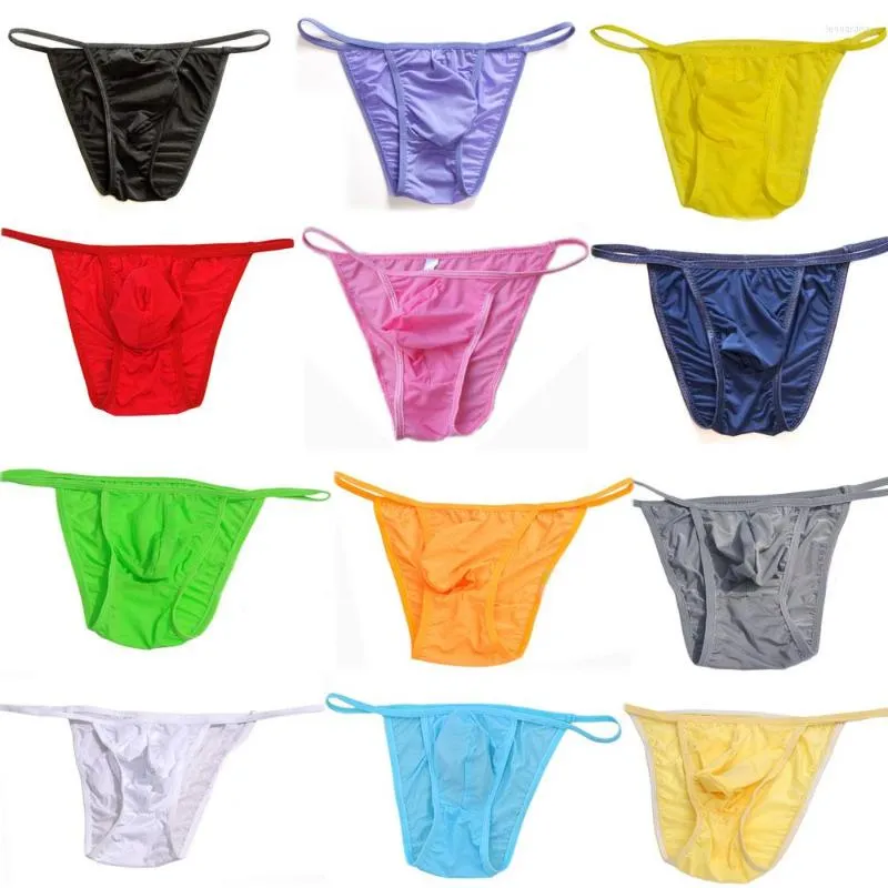 Underpants Brand Brand Men de faixa de baixa cintura Panties Viscose Viscose Ice Silk Translucent Briefs ZJH021