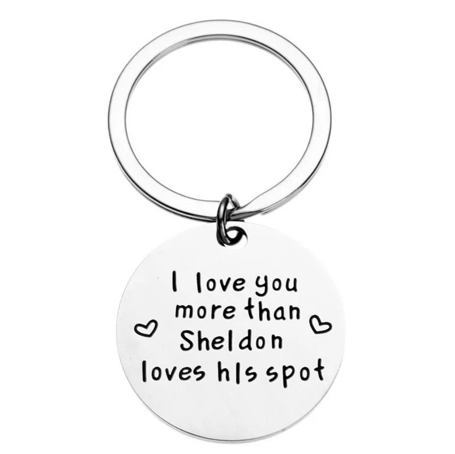 Lustiger Schlüsselanhänger, Geschenk für Frauen, Freund, Ehemann, Valentinstagsgeschenk, ich liebe dich mehr als Sheldon seinen Platz liebt