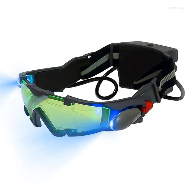 Lunettes de plein air 1pc lunettes de nuit avec flip-out réglable enfants LED verres verts pour la chasse course vélo skying pour protéger les yeux