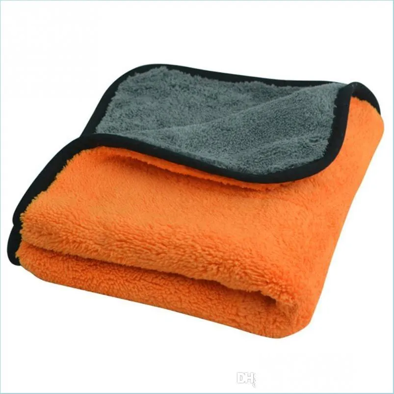 Serviette 45 cm x 38 cm 800 g/m² Durable Super épais en peluche Microfibre Chiffons de nettoyage de voiture Soins Microfibre Cire Polissage Détaillant Serviettes Dro Dhza3