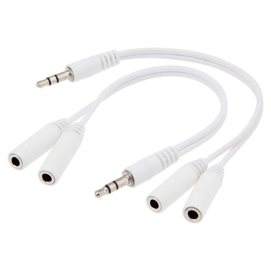 3.5mm Audio Extension Cable Male to 2 Port Female Headphone Y Splitter Adapter Converter Cord