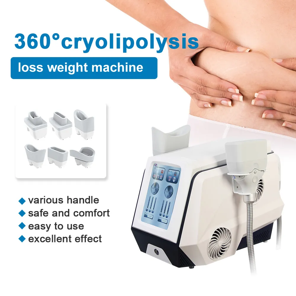 Kryolipolyse-Schlankheitsmaschine mit Doppelkinn-Entfernungsgriff Cool Tech Kryotherapie 360 Sculpt Cellulite-Reduktion Kryo-Fett einfrieren Körperform Gewichtsverlust