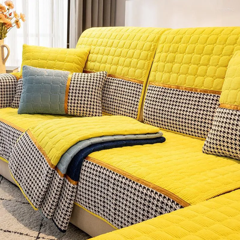 Stol täcker plysch soffa täcker tjock stretch kudde för att hålla varma ryggstöd armstöd handduk universal möbler skydd