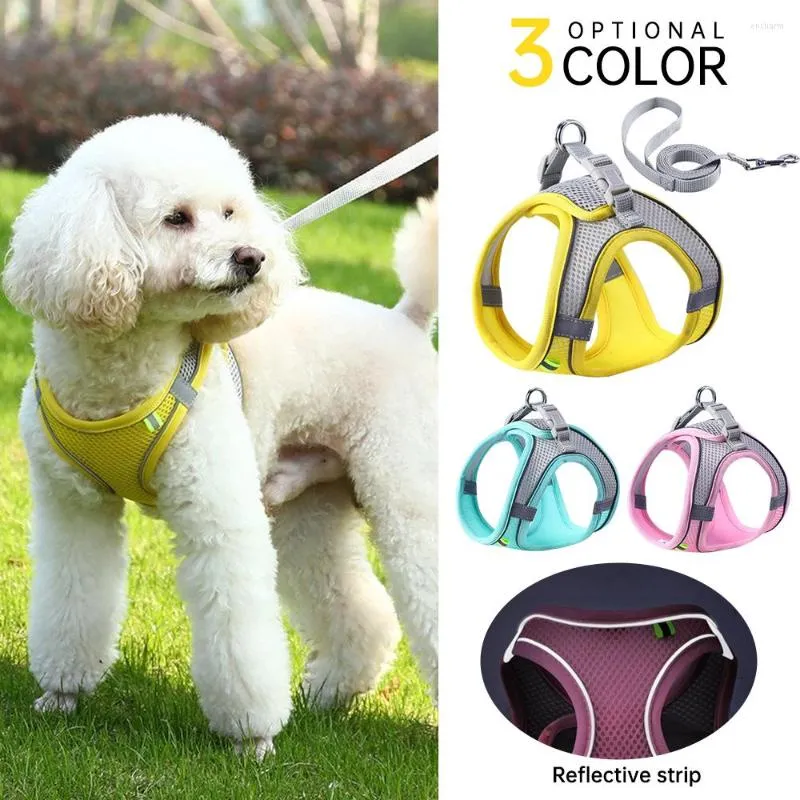 Dog Collars Adjustable Cat Harness Leash Pet Chest Strap Breathable Mesh Reflective Dogs Vest Accessories