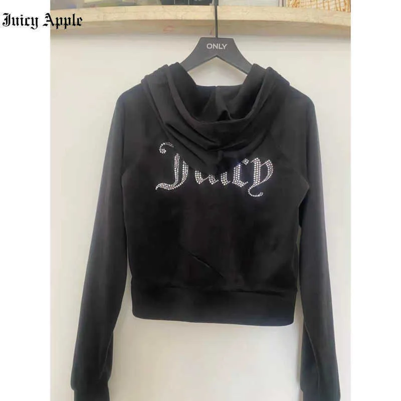 Juicy Apple femmes survêtements velours couture costumes deux pièces Jogging ensemble velours sweat rencontré à capuche pantalon costume femmes Y2k