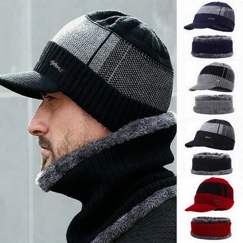 Bérets hiver chapeaux pour hommes Skullies Beanie chapeau casquette femmes laine écharpe casquettes ensemble cagoule masque Gorras Bonnet tricoté 2022bérets