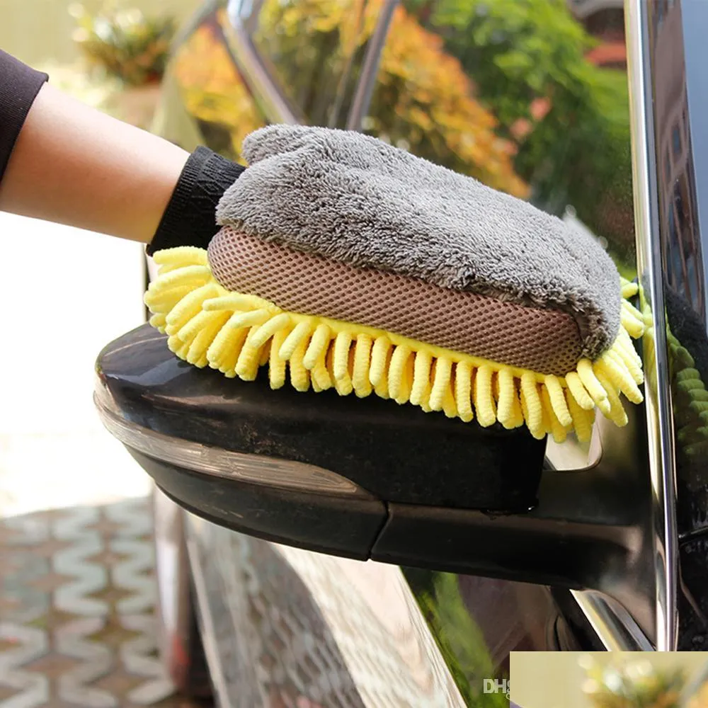 Handschoen MTI-functie 3 in 1 carwashhandschoenen Reinigingswas detailleren borstel microfiber chenille care waterdichte auto-styling druppel levering dhbcy