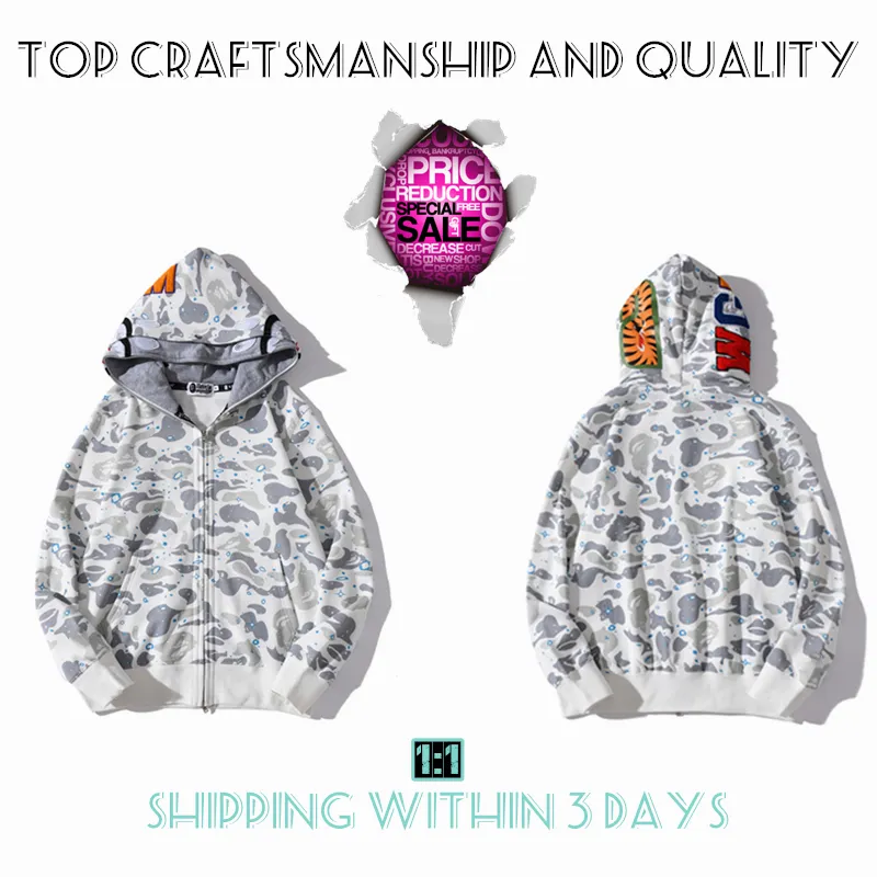 Лучшее мастерство мужские толстовки тигр Tiger Full Zip Juper Designer Мужчины Женщины Harajuku Stylist Shark Stuthstir