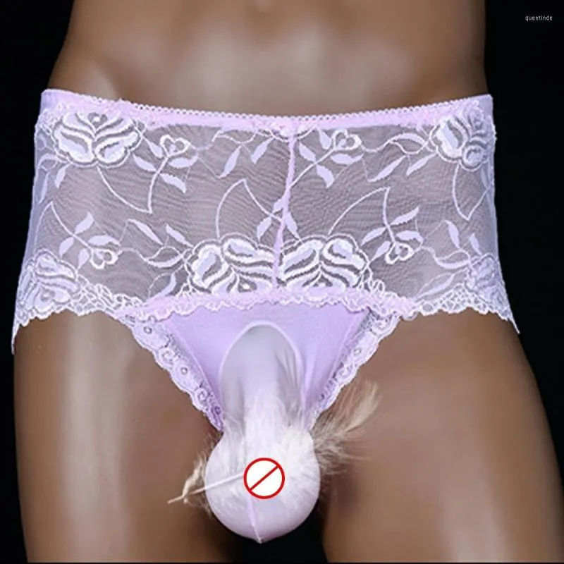 Culotte homme Sissy gaine JJ sous-vêtement ouvert/fermé Sexy voir à travers les tongs en dentelle slips sous-vêtement érotique Lingerie culotte