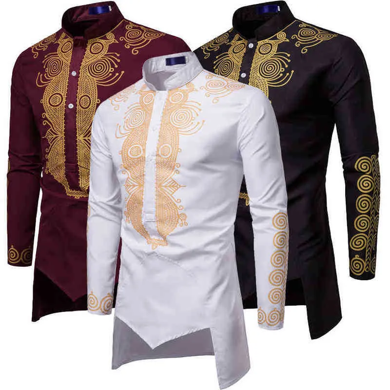 Men Fashion Africa Clothing Camiseta Long Extraño de vestimenta Africana Ropa de hip hop Africaine Mundo casual Aparcente Y220214