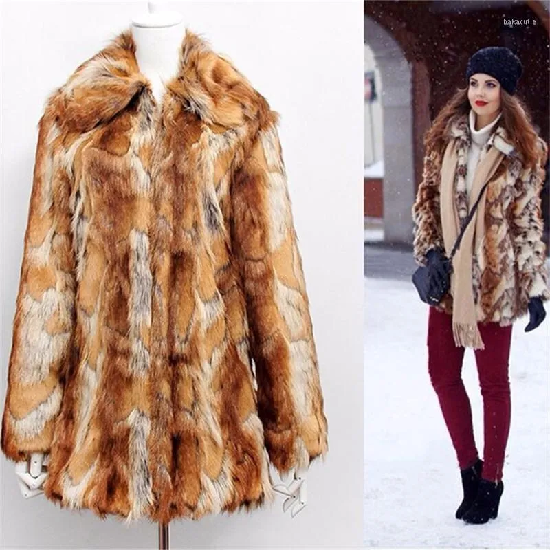 Frauen Pelz Verkauf 2022 Winter Warme Mode Faux Mäntel Tiger Streifen Dünne Jacke Im Langen Abschnitt Kragen Mantel