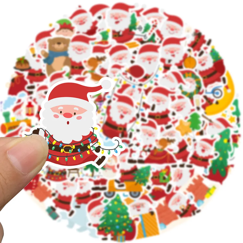 50 Uds pegatinas de dibujos animados de Santa Claus pegatina de Navidad DIY portátil equipaje monopatín pegatinas de grafiti pegatina